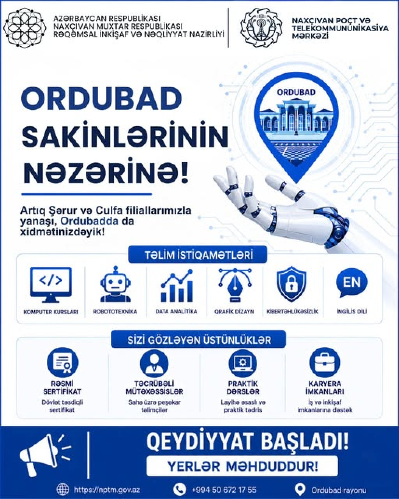 Ordubadda yeni təlim kurslarına qeydiyyat başlayıb